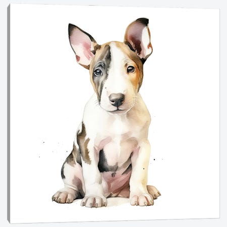 Bull Terrier Puppy Canvas Print #JRX463} by Jane Rix Art Print