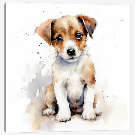 Jack Russell Terrier Puppy Canvas Print #JRX466} by Jane Rix Canvas Art