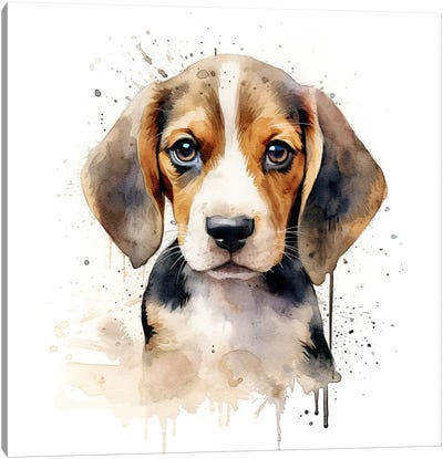 Beagle Puppy Canvas Art Print - Puppy Art
