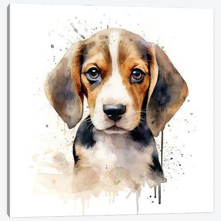 Beagle Puppy Canvas Print #JRX471} by Jane Rix Canvas Art