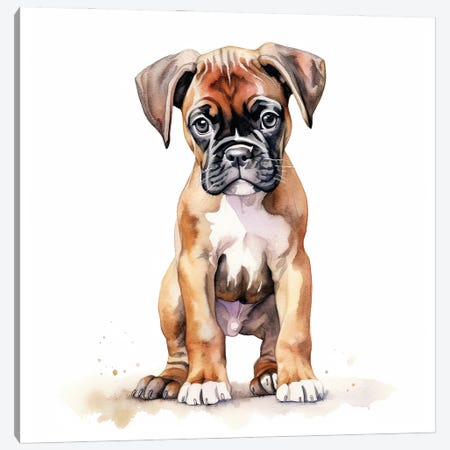 Boxer Puppy Canvas Print #JRX472} by Jane Rix Canvas Artwork