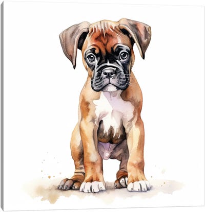 Boxer Puppy Canvas Art Print - Jane Rix