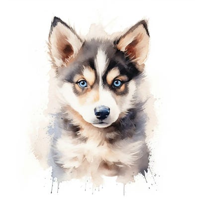 Husky Puppy by Jane Rix metal wall art