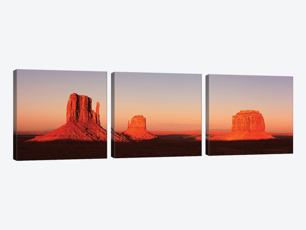 Panorama Of Monument Valley At Sunset by Jane Rix 3-piece Canvas Artwork