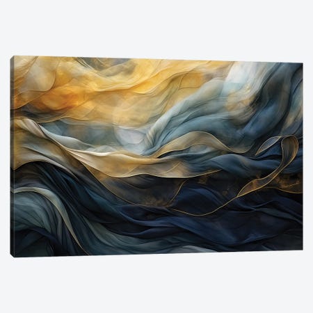 Flowing Fabric In Navy And Gold Canvas Print #JRX481} by Jane Rix Art Print