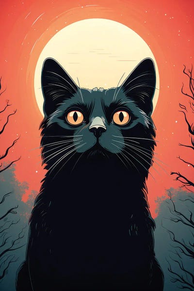Black Cat Retro Poster by Jane Rix multi panel art