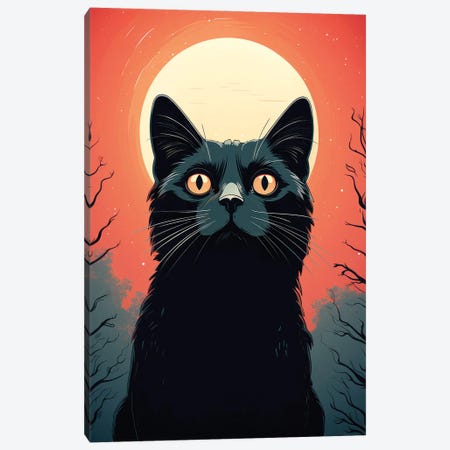 Black Cat Retro Poster Canvas Print #JRX486} by Jane Rix Canvas Wall Art