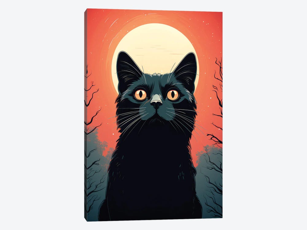 Black Cat Retro Poster by Jane Rix 1-piece Canvas Print