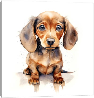 Tan Dachshund Puppy Canvas Art Print - Puppy Art