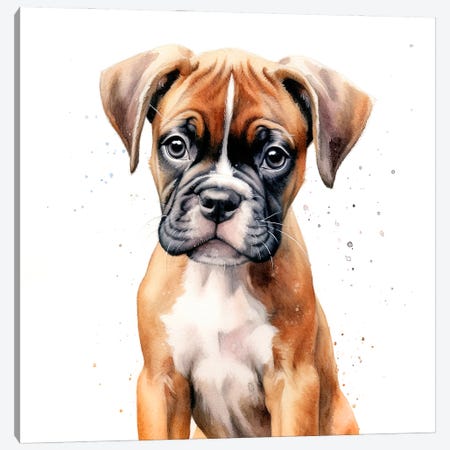 Boxer Puppy Portrait Canvas Print #JRX491} by Jane Rix Canvas Wall Art