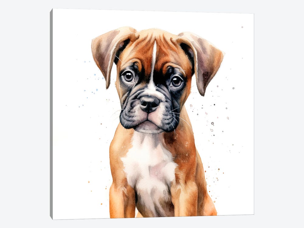 Boxer Puppy Portrait by Jane Rix 1-piece Canvas Print