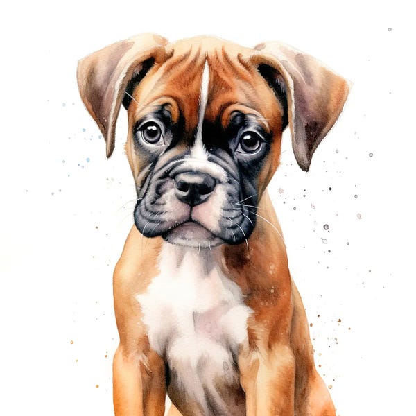 Boxers: Boxer Puppy Portrait by Jane Rix