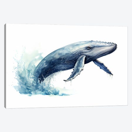 Humpback Whale Watercolour Canvas Print #JRX499} by Jane Rix Canvas Artwork