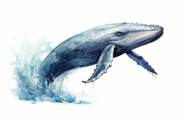 Jane Rix: Humpback Whale Watercolour by Jane Rix