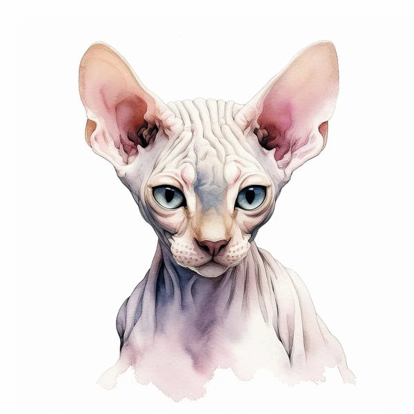 Hairless Cats: Sphynx Cat Portrait by Jane Rix