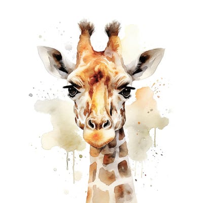 Giraffe Face Watercolour by Jane Rix framed wall art