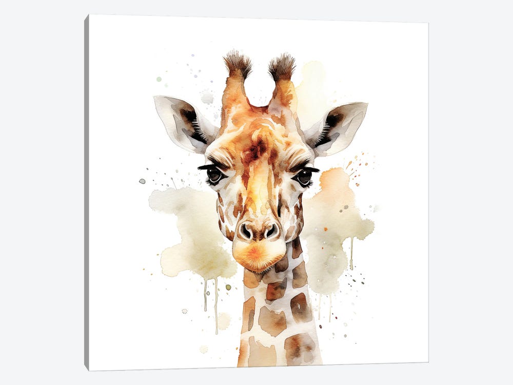 Giraffe Face Watercolour by Jane Rix 1-piece Canvas Wall Art