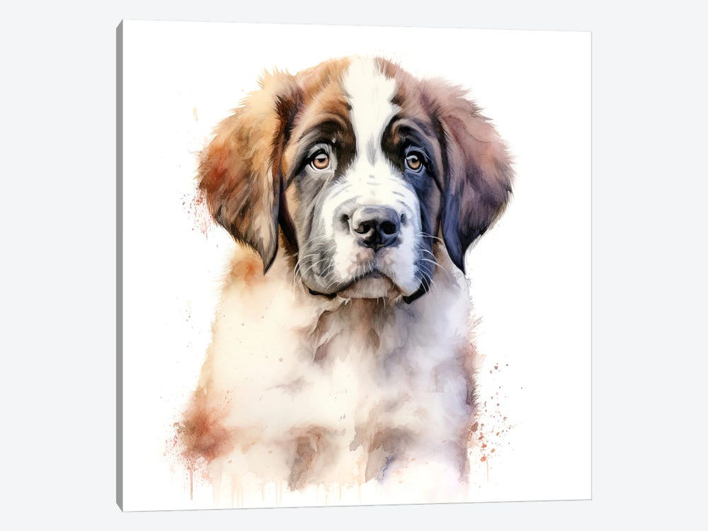 St Bernard Puppy by Jane Rix 1-piece Canvas Artwork