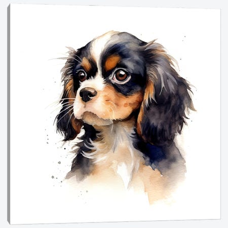 Cavalier Puppy Watercolour Canvas Print #JRX506} by Jane Rix Canvas Print
