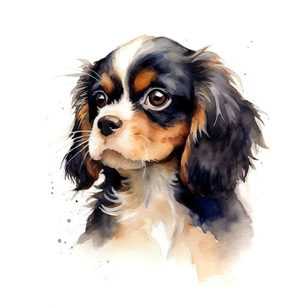Spaniels: Cavalier Puppy Watercolour by Jane Rix