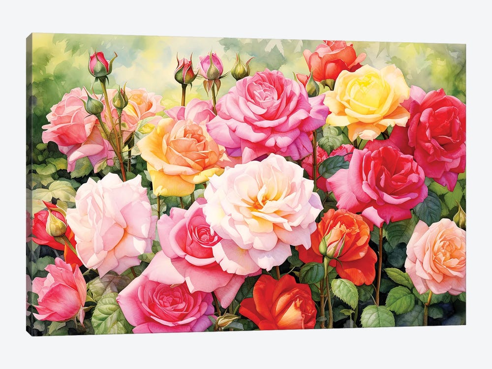 English Rose Garden by Jane Rix 1-piece Canvas Art Print