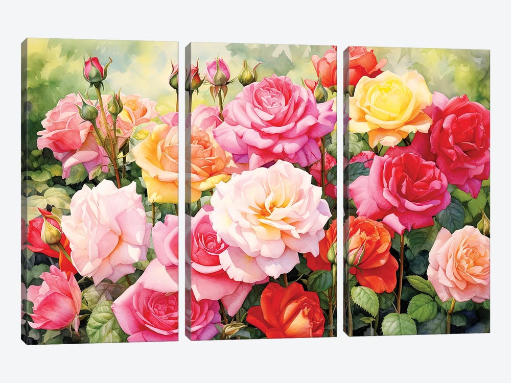 English Rose Garden by Jane Rix 3-piece Art Print
