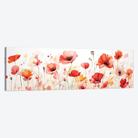 Poppy Field Of Flowers And Pods Canvas Print #JRX510} by Jane Rix Art Print