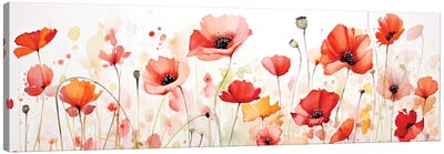Poppy Field Of Flowers And Pods Canvas Art Print - Poppy Art