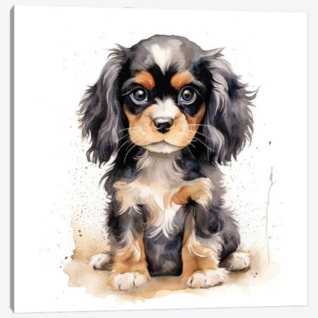 Black And Tan Cavalier Puppy Canvas Print #JRX512} by Jane Rix Canvas Print