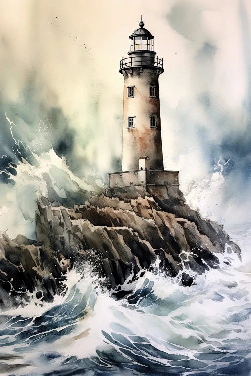 Lighthouse In Stormy Sea