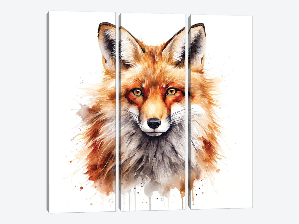 Red Fox Portrait by Jane Rix 3-piece Canvas Print