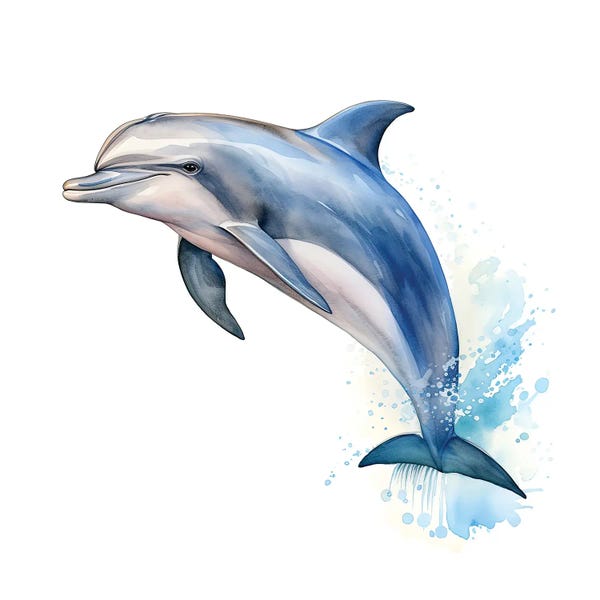 Dolphins: Bottlenose Dolphin Watercolour by Jane Rix