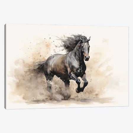 Black Stallion Galloping Canvas Print #JRX533} by Jane Rix Canvas Print