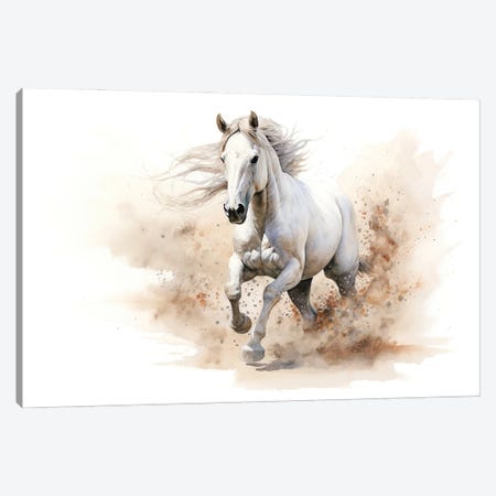 White Horse Galloping Canvas Print #JRX534} by Jane Rix Canvas Art