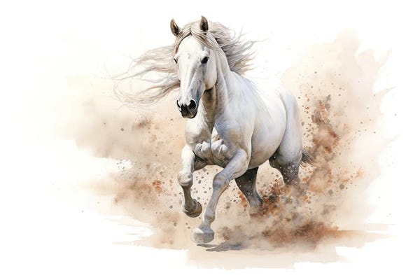 Jane Rix: White Horse Galloping by Jane Rix