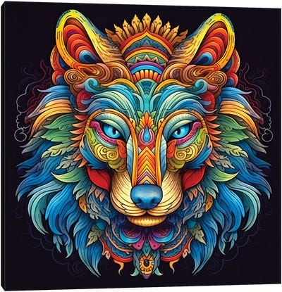 Wolf Head Totum Canvas Art Print - Jane Rix