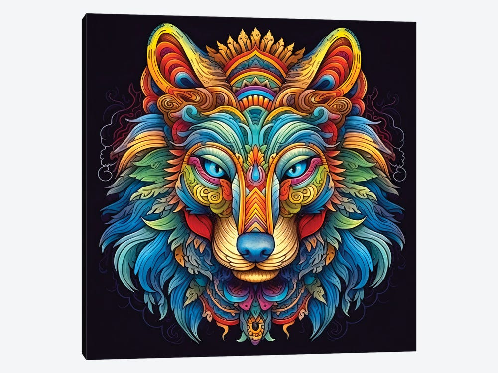 Wolf Head Totum by Jane Rix 1-piece Canvas Art
