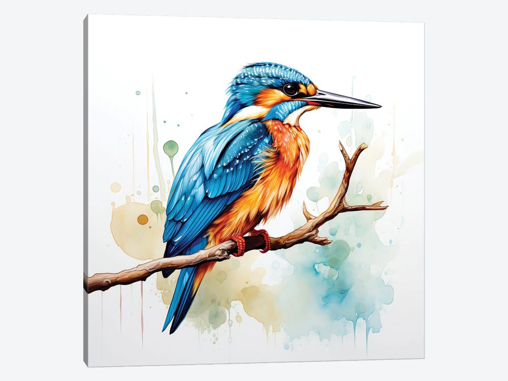 Kingfisher Watercolour by Jane Rix 1-piece Canvas Art Print