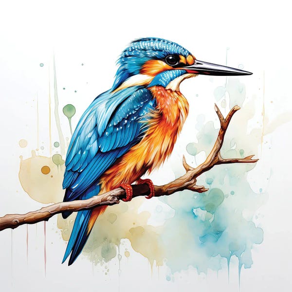 Kingfishers: Kingfisher Watercolour by Jane Rix