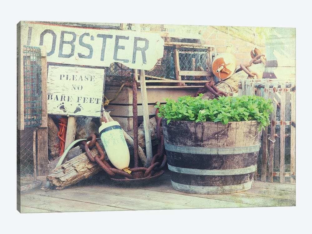 Lobster Pots And Fishing Tackle, Vintage Style by Jane Rix 1-piece Canvas Art