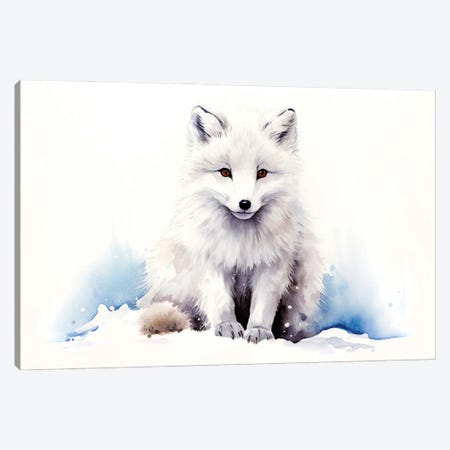 Arctic Fox In The Snow Canvas Print #JRX554} by Jane Rix Canvas Artwork