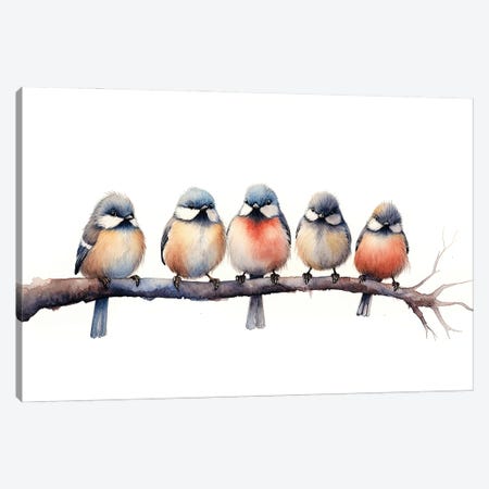 Birds On A Branch Canvas Print #JRX556} by Jane Rix Canvas Wall Art