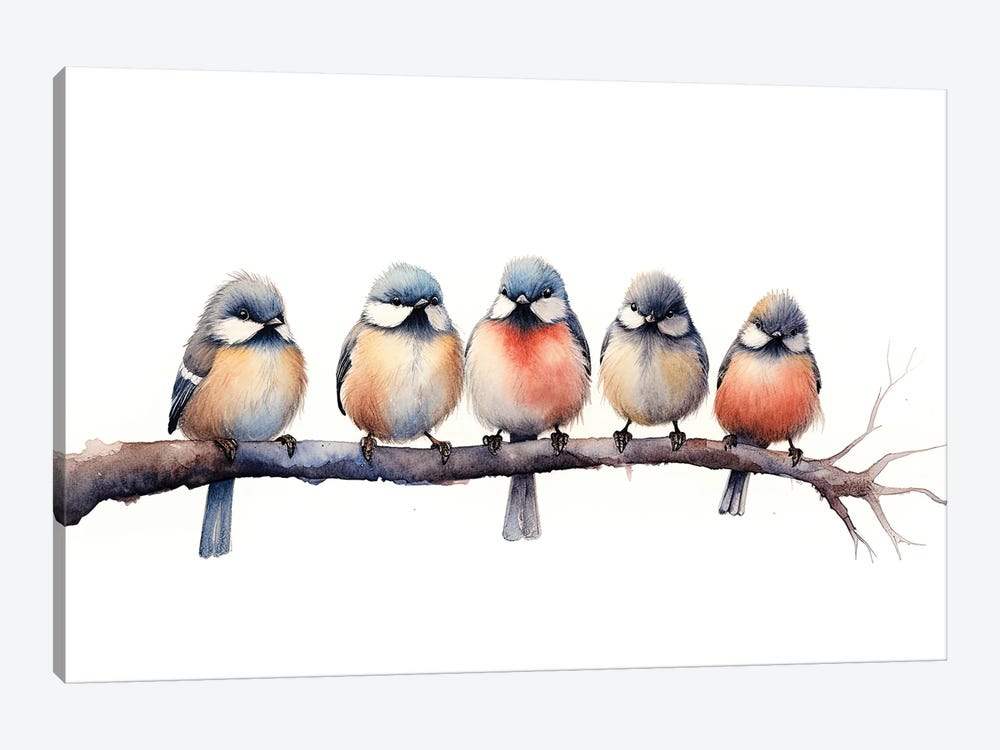 Birds On A Branch by Jane Rix 1-piece Canvas Print