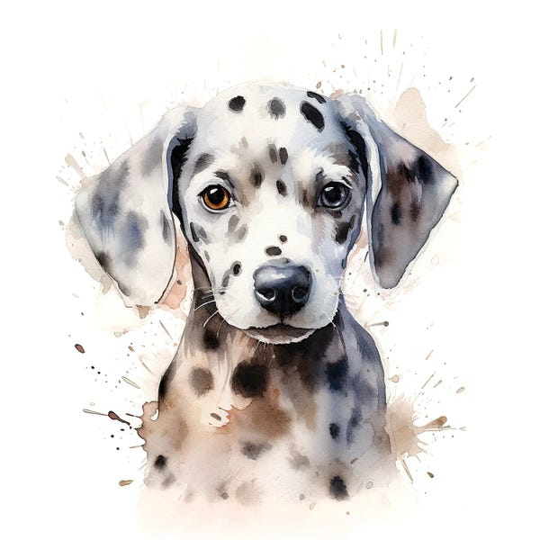 Animal Lover: Dalmatian Puppy Watercolour Portrait by Jane Rix