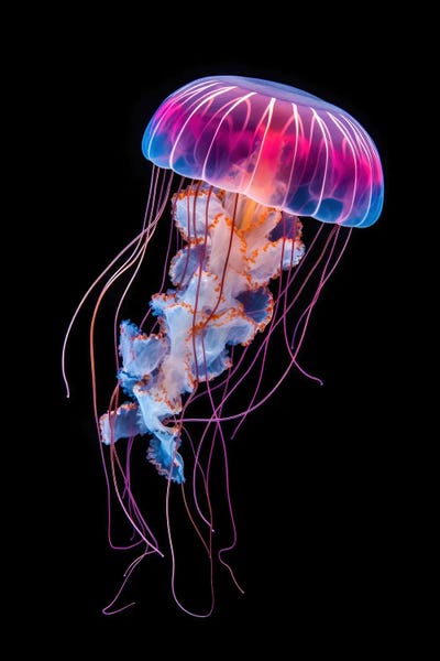 Jellyfish: Jellyfish On Black by Jane Rix