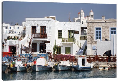 Waterfront, Paros, Greek Island Canvas Art Print - Jane Rix