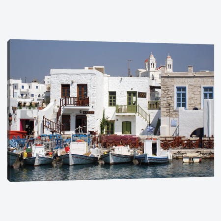 Waterfront, Paros, Greek Island Canvas Print #JRX56} by Jane Rix Canvas Art