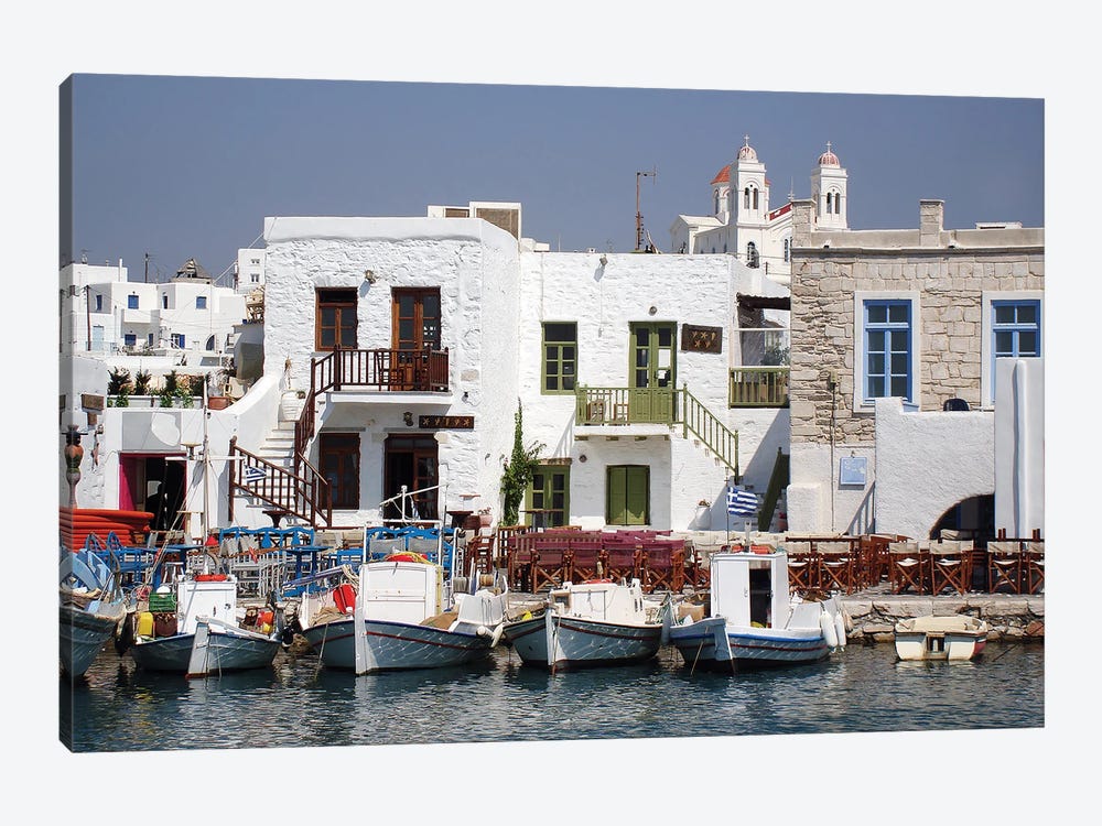 Waterfront, Paros, Greek Island by Jane Rix 1-piece Canvas Art
