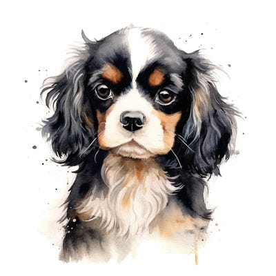 Cute Black And Tan Cavalier Puppy by Jane Rix canvas print