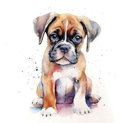Cute Boxer Puppy Watercolour by Jane Rix multi panel art